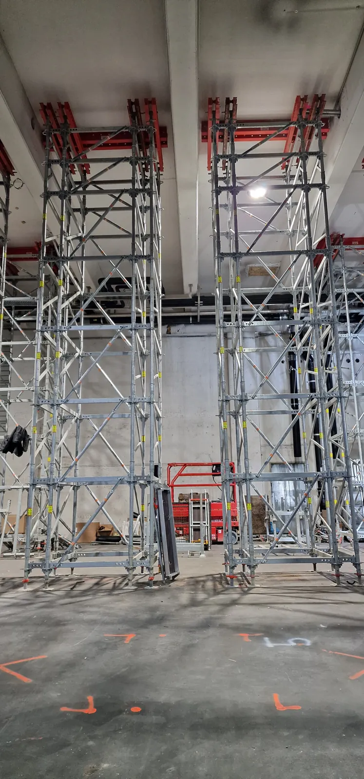 Falsework on the construction site
